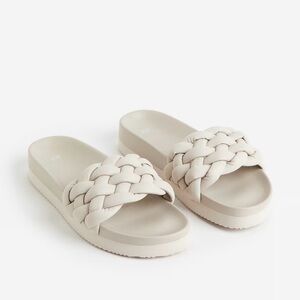 H&M Women's Grey/Beige Braided Slide Sandals